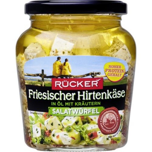 Salatwürfel in Öl mit Kräutern 45% frisch 300g Salatwürfel in Öl mit Kräutern 45% frisch 300g