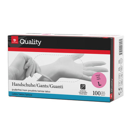 Latex-Handschuhe puderfrei weiss L 100Stück Latex-Handschuhe puderfrei weiss L 100Stück