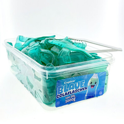Blaue Colaflaschen Fruchtgummi 1000g (100St) Blaue Colaflaschen Fruchtgummi 1000g (100St)