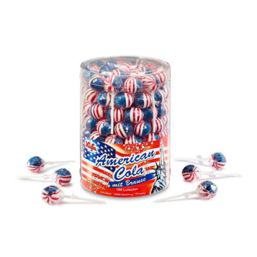 American Cola Lolly mit Brause 100St American Cola Lolly mit Brause 100St