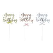 Tortenstecker Schleife HAPPY BIRTHDAY Tortenstecker Schleife HAPPY BIRTHDAY