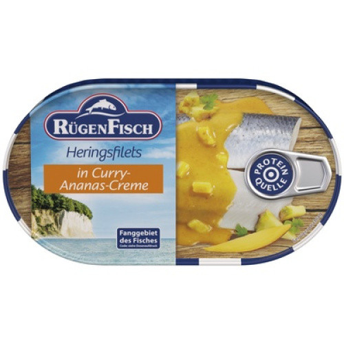 Rügen Fisch Heringsfilets Curry Ananas 200g Rügen Fisch Heringsfilets Curry Ananas 200g