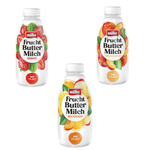 Müller Fruchtbuttermilch Sortierung 1 frisch 500ml Müller Fruchtbuttermilch Sortierung 1 frisch 500ml