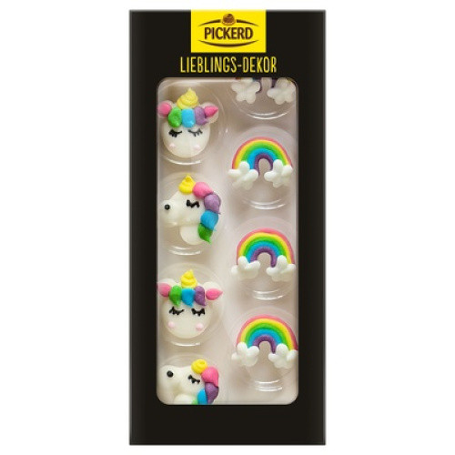 Zuckerdekor Einhörner und Regenbogen 8St Zuckerdekor Einhörner und Regenbogen 8St