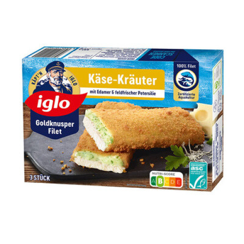 ASC Goldknusperfilet Käse-Kräuter paniert vorgebraten TK 300g ASC Goldknusperfilet Käse-Kräuter paniert vorgebraten TK 300g