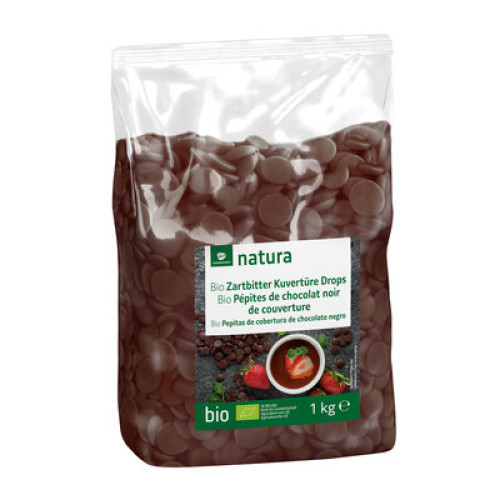 Bio Zartbitter-Schokoladen-Kuvertüre Drops 1kg Bio Zartbitter-Schokoladen-Kuvertüre Drops 1kg