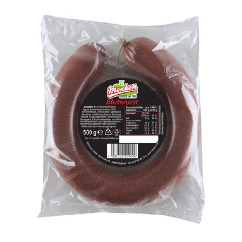 Menken Westfälische Blutwurst im Ring frisch 500g Menken Westfälische Blutwurst im Ring frisch 500g
