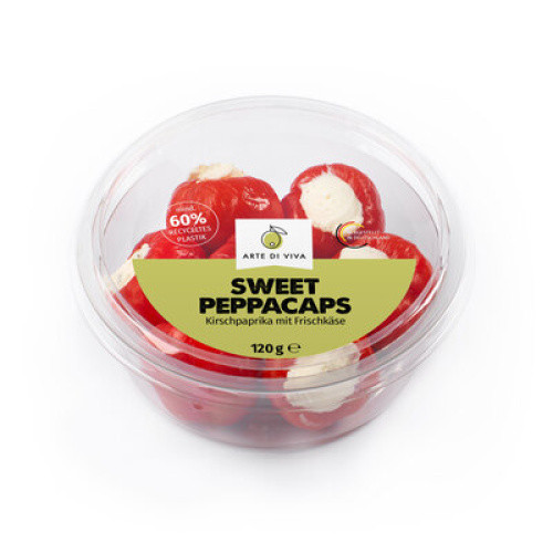 Kirschpaprika Sweet Peppacaps mit Frischkäse frisch 120g Kirschpaprika Sweet Peppacaps mit Frischkäse frisch 120g