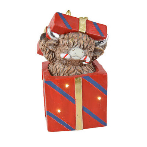 XMAS Kuh im Paket LED, H39cm XMAS Kuh im Paket LED, H39cm
