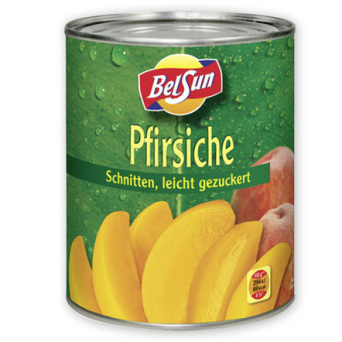 Schröder Bel Sun Pfirsich Schnitten leich gezuckert 850ml Schröder Bel Sun Pfirsich Schnitten leich gezuckert 850ml