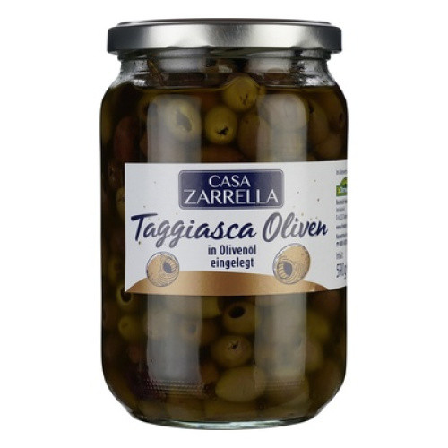 Taggiasca Oliven ohne Stein 590g Taggiasca Oliven ohne Stein 590g