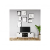 Scandi - TV-Möbel, Lowboard, Fernsehtisch mit 2 Türen mit Soft-Close und 2 offene Fächer, Massivholz Scandi - TV-Möbel, Lowboard, Fernsehtisch mit 2 Türen mit Soft-Close und 2 offene Fächer, Massivholz