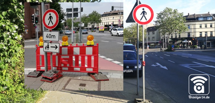 Fußweg Baustelle Gressard-Platz: Eine Richtung gesperrt, die andere nicht 