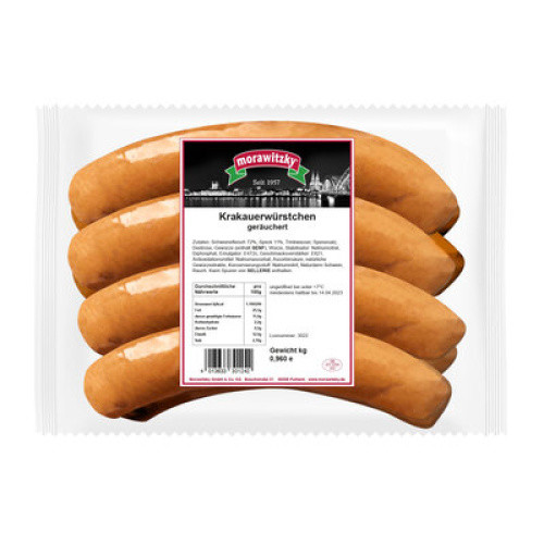 Morawitzky Krakauer im Schweinedarm frisch 960g Morawitzky Krakauer im Schweinedarm frisch 960g