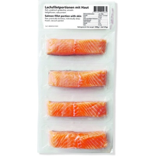 Lachsfilet-Portionen mit Haut TK 4x125g Lachsfilet-Portionen mit Haut TK 4x125g