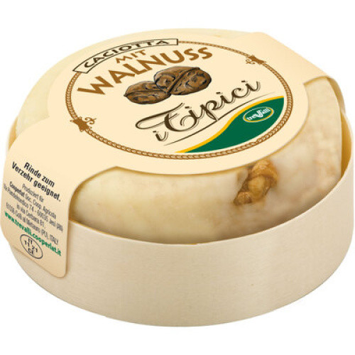 Caciotta Schnittkäse mit Walnuss 48% frisch 180g Caciotta Schnittkäse mit Walnuss 48% frisch 180g