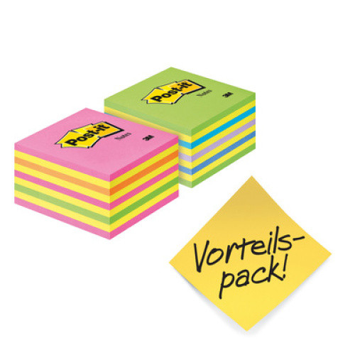 Post-it Haftnotizen, 76 x 76 mm, Würfel, neonfarben Post-it Haftnotizen, 76 x 76 mm, Würfel, neonfarben