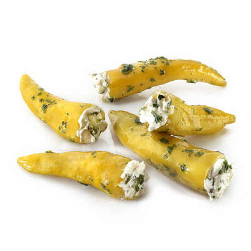 Grüne Peperoni gefüllt mit Thymian-Frischkäsezubereitung 1,2KG Grüne Peperoni gefüllt mit Thymian-Frischkäsezubereitung 1,2KG