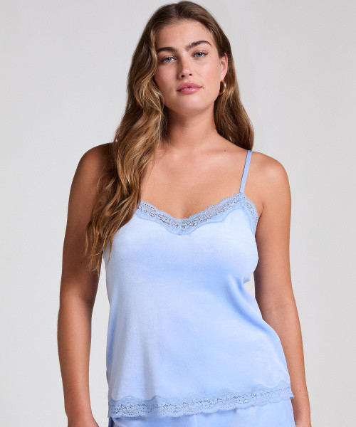 Cami Top Velours Lace - Blau Cami Top Velours Lace - Blau