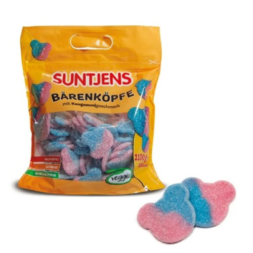 Bärenköpfe mit Kaugummi-Geschmack Veggie Fruchtgummi 1100g Bärenköpfe mit Kaugummi-Geschmack Veggie Fruchtgummi 1100g