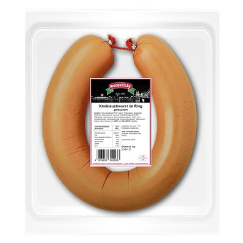 Knoblauchwurst im Ring geräuchert frisch 1kg Knoblauchwurst im Ring geräuchert frisch 1kg