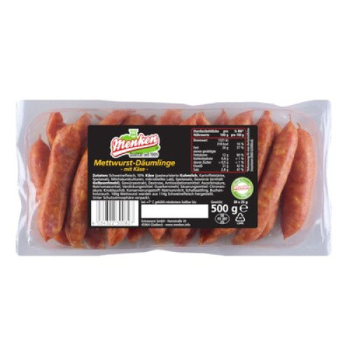 Menken Mettwurst Däumlinge Käse frisch 500g Menken Mettwurst Däumlinge Käse frisch 500g