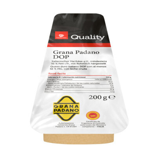 Grana Padano 10 Monate D.O.P. mind. 32% frisch 200g Grana Padano 10 Monate D.O.P. mind. 32% frisch 200g