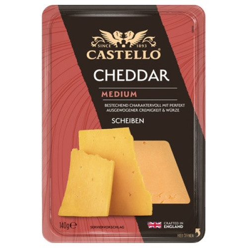 Cheddar Medium Scheiben 48% frisch 140g Cheddar Medium Scheiben 48% frisch 140g