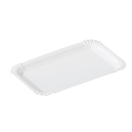 Pappteller eckig 16x23cm weiß aus Frischfaser 100St Pappteller eckig 16x23cm weiß aus Frischfaser 100St