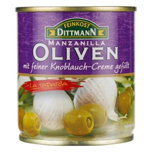 Feinkost Dittmann Oliven gefüllt mit Knoblauchcreme 200g Feinkost Dittmann Oliven gefüllt mit Knoblauchcreme 200g