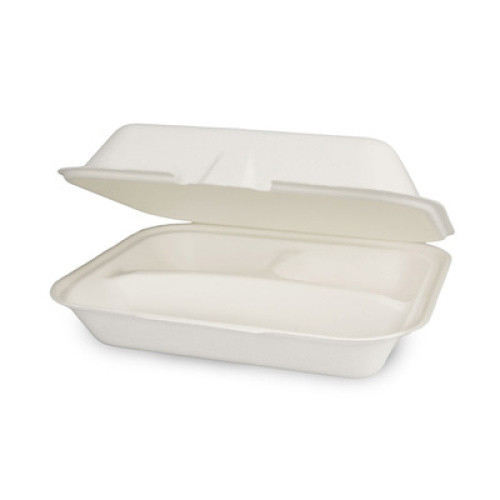Menübox aus Bagasse 3-geteilt 100St Menübox aus Bagasse 3-geteilt 100St
