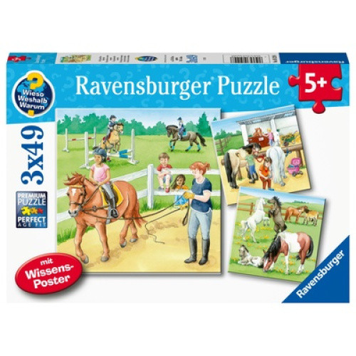Ravensburger ´Wieso? Weshalb? Warum?, Reiterhof´ (3x49 Teile), Puzzles und Wissensposter für Pferdef Ravensburger ´Wieso? Weshalb? Warum?, Reiterhof´ (3x49 Teile), Puzzles und Wissensposter für Pferdef