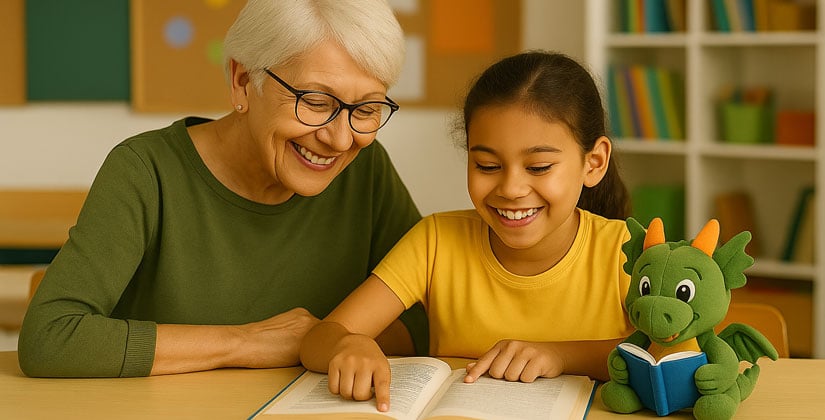 Mentorinnen und Mentoren und Kinder entdecken den Zauber von gelesenen Geschichten Mentorinnen und Mentoren und Kinder entdecken den Zauber von gelesenen Geschichten