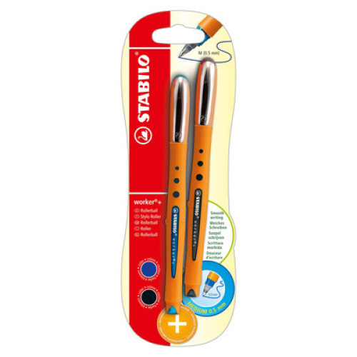 Tintenroller STABILO worker+ Medium blau/schwarz 2St Tintenroller STABILO worker+ Medium blau/schwarz 2St