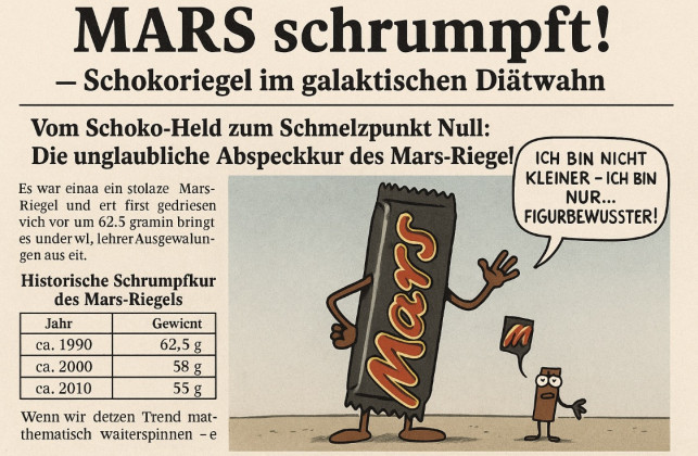 Mars schrumpft sich schlank – und der Kunde zahlt fürs Luftpolster mit! Mars schrumpft sich schlank – und der Kunde zahlt fürs Luftpolster mit!