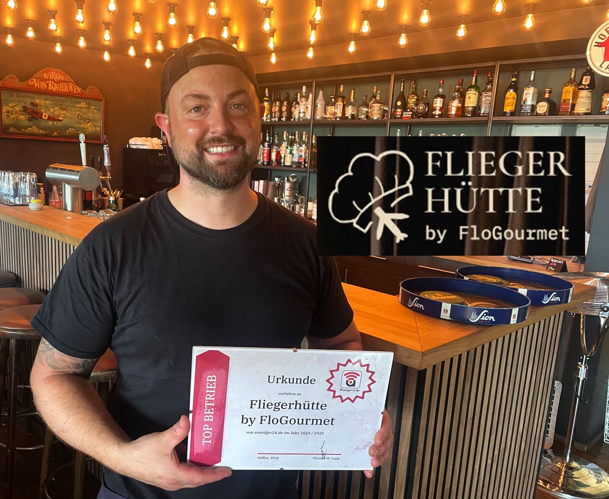 Das Restaurant Fliegerhütte by FloGourmet in Leverkusen ist anzeiger24.de Top Betrieb 2024