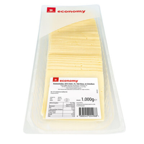 Emmentaler in Scheiben 45% frisch 50x20g Emmentaler in Scheiben 45% frisch 50x20g
