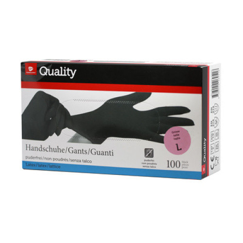 Latex Handschuhe puderfrei schwarz L 100St Latex Handschuhe puderfrei schwarz L 100St