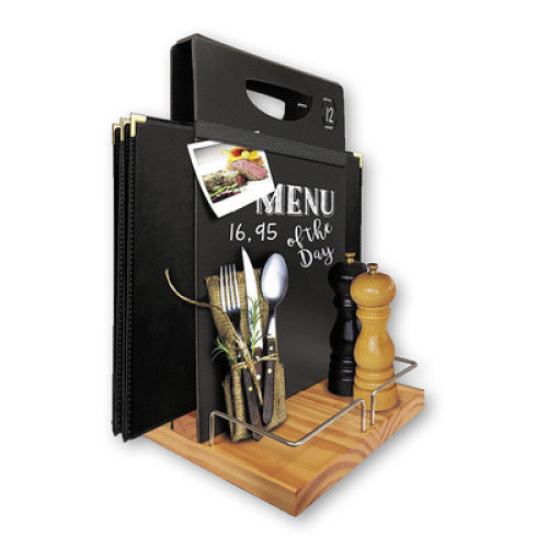 Tischkreidetafel mit Platz für Menagen 1St Tischkreidetafel mit Platz für Menagen 1St