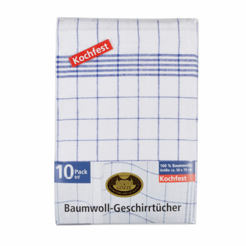 Baumwoll-Geschirrtuch 50x70cm Karo blau 10St Baumwoll-Geschirrtuch 50x70cm Karo blau 10St
