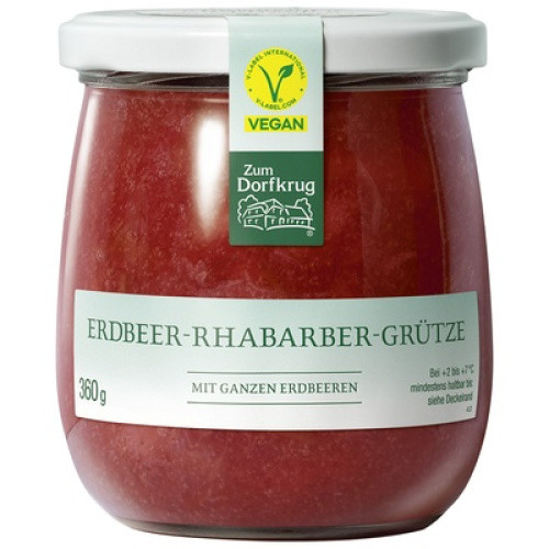 Erdbeer-Rhabarber Grütze Zum Dorfkrug frisch 360g Erdbeer-Rhabarber Grütze Zum Dorfkrug frisch 360g