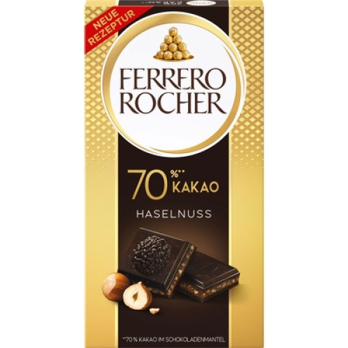 Ferrero Rocher Haselnuss Tafel 70 % Kakao 90g Ferrero Rocher Haselnuss Tafel 70 % Kakao 90g