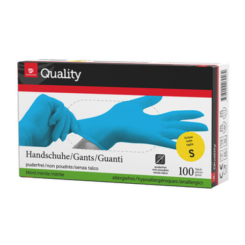 Nitril-Handschuhe puderfrei blau S 100Stück Nitril-Handschuhe puderfrei blau S 100Stück