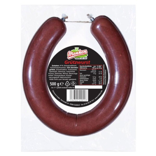Menken Westfälische Grützwurst im Ring frisch 500g Menken Westfälische Grützwurst im Ring frisch 500g