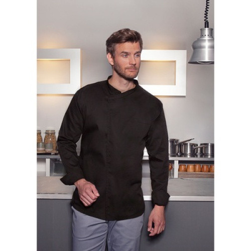 Langarm Überwurf Kochhemd Basic, schwarz, GR. L 1St Langarm Überwurf Kochhemd Basic, schwarz, GR. L 1St