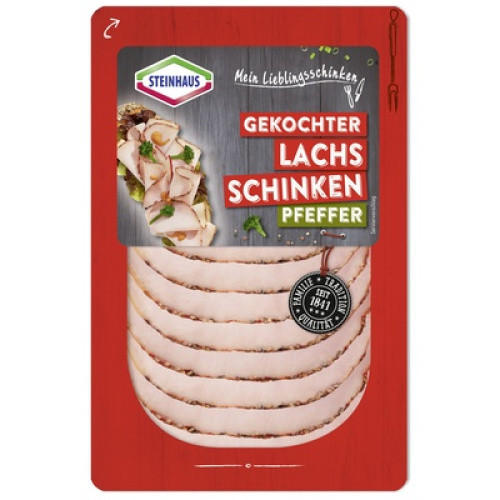 Gekochter Lachsschinken Pfeffer frisch 100g Gekochter Lachsschinken Pfeffer frisch 100g
