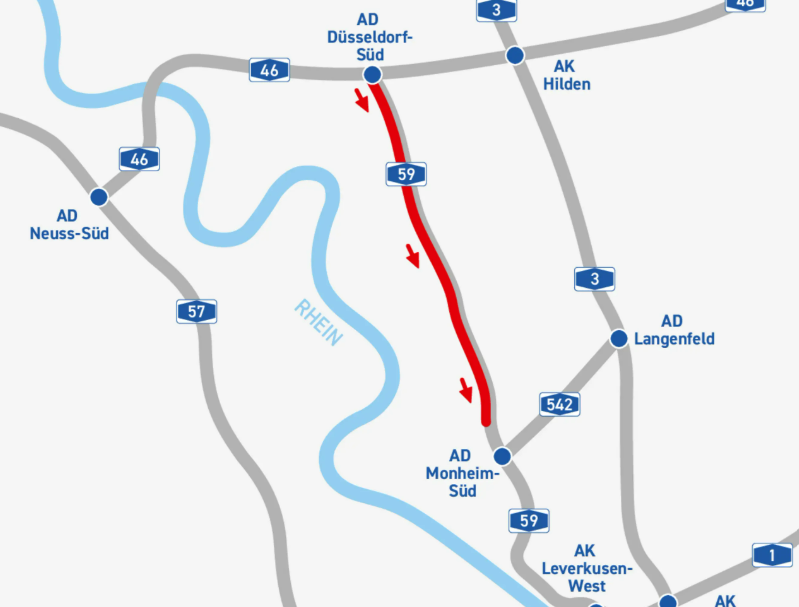 Ausschnitt-Plan-Sperrung-A59-zwischen-Leverkusen-und-Duesseldorf