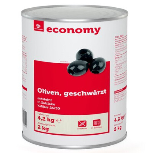 Schwarze Oliven ohne Stein 26/29 4250ml Schwarze Oliven ohne Stein 26/29 4250ml