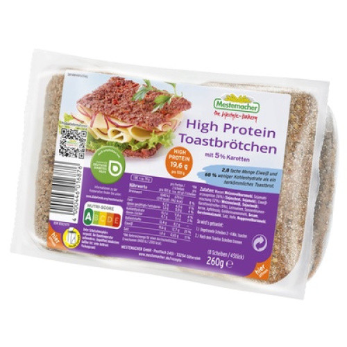 High Protein Toastbrötchen mit 5% Karotten frisch 260g High Protein Toastbrötchen mit 5% Karotten frisch 260g
