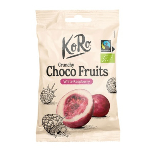 Bio Fairtrade Crunchy Choco Fruits White Rasperry vegan gefriergetrocknet 50g Bio Fairtrade Crunchy Choco Fruits White Rasperry vegan gefriergetrocknet 50g